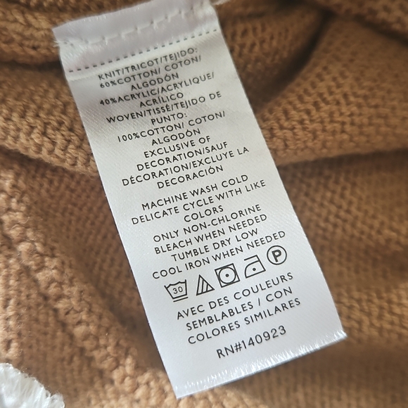 NEW! ANN TAYLOR LOFT Camel Poplin Layered Mix Media Sweater. - Picture 5 of 5